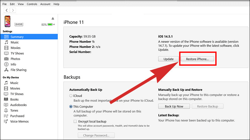 Hướng Dẫn Restore iPhone Bằng iTunes Như M&aacute;y Mới